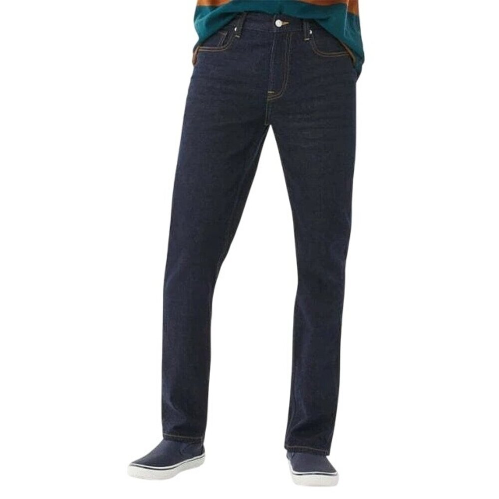 Free Assembly Modern Straight Leg Denim Jeans Size 34x32 Blue Cotton Dark Wash